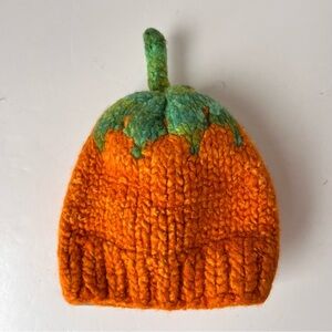 Handmade Artisan Knit Baby Child Pumpkin Beanie Hat Soft Merino Wool